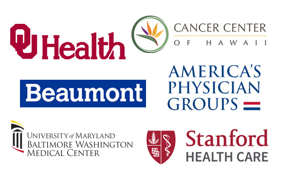 A collage of health system logos